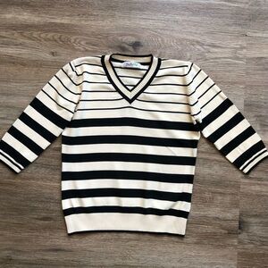 Vintage 90s Maite V-Neck Knit Striped Sweater